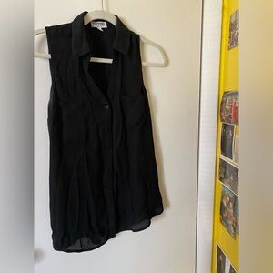 Express Portofino Sleeveless Black Button-Down Collared Top